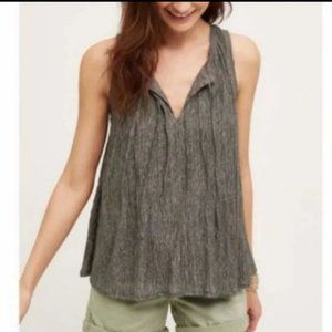 Anthropologie Meadow Rue gray crinkle knit lined tank top Sz S